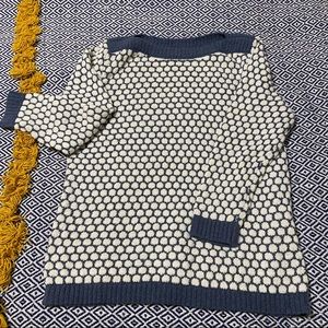 LOFT Blue & White Sweater 3/4 Sleeve S